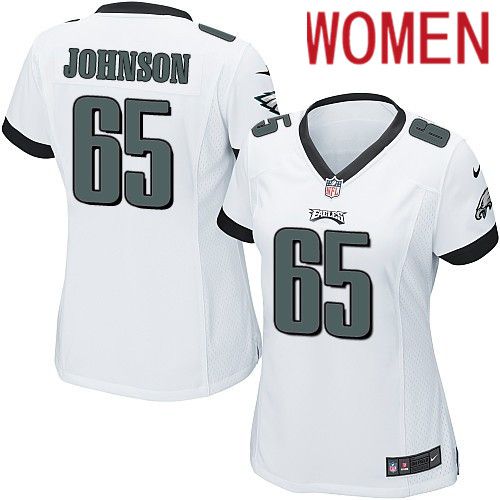Women Philadelphia Eagles 65 Lane Johnson Nike White Game NFL Jersey